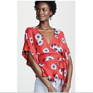 Yumi Kim wrap kimono style floral blouse